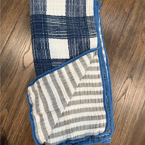 Blue and White Checkered Baby Blanket - Picture 1 of 1